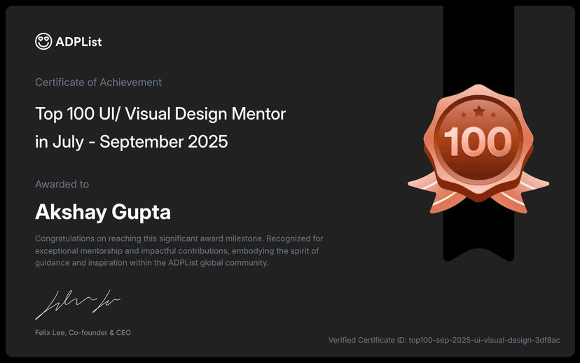 ADPList Top 100 Mentor badge